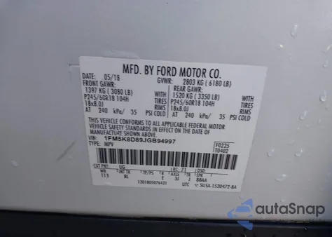 2018 Ford Explorer Xlt from USA, damaged, VIN 1FM5K8D89JGB94997
